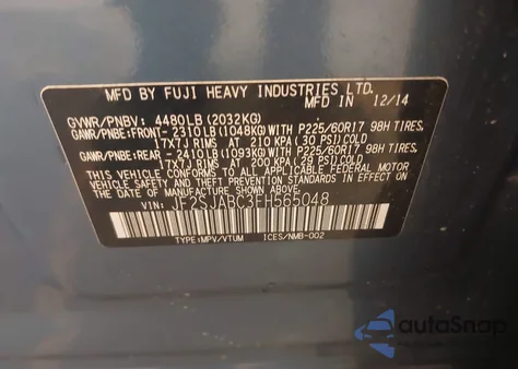 2015 Subaru Forester 2.5I z USA, uszkodzony, nr VIN JF2SJABC3FH565048